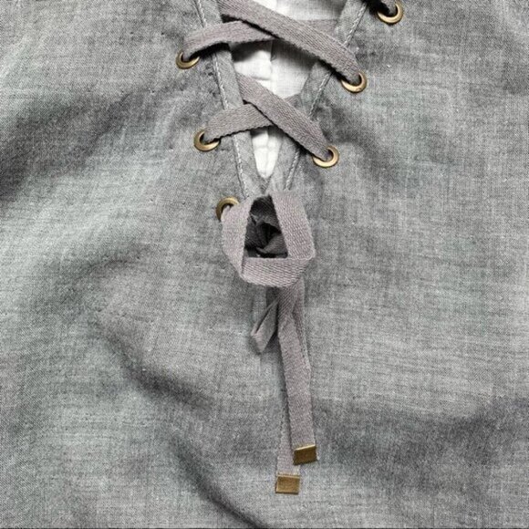 Revolve One Teaspoon Tank Top Lace Up Sleeveless Gray - Picture 8 of 15